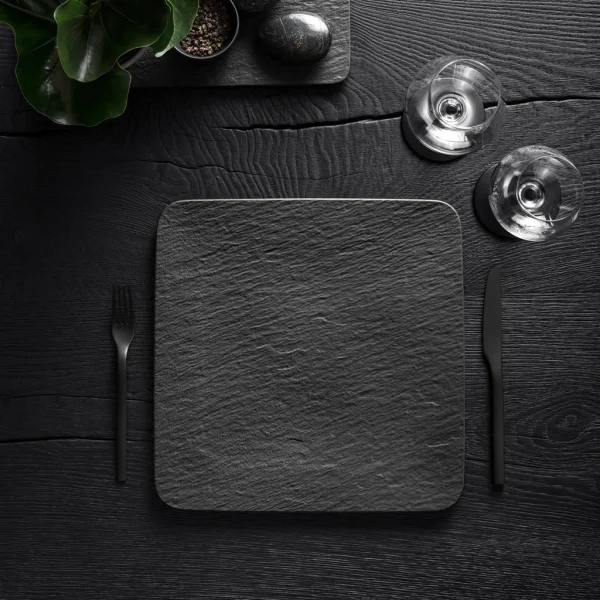 Villeroy & Boch Servierplatte Quadratisch/Gourmetteller Manufacture Rock In Schwarz 4