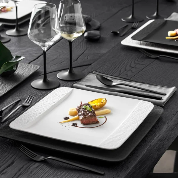 Villeroy & Boch Speiseteller Quadratisch Manufacture Rock Blanc In Weiß 3